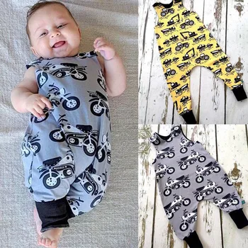 Vrh Baby Boy Otroci Novorojenega Dojenčka Romper Jumpsuit Bombaž Oblačila Prevoz Motornega Kolesa Kopač Obleke
