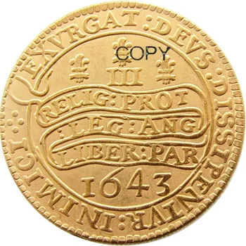 Medaljo 1643 Združeno Kraljestvo - Kralj Charles I Angliji (1600-1649) Pozlačen Kovancev Visoke Kakovosti