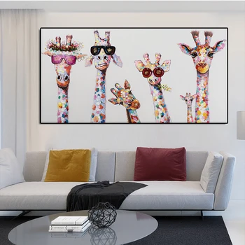 Grafiti Umetnost Živali Platno Slikarstvo Radoveden, Žirafe, Družino Poster Tiskanje Dekorativne Slike Grafični Umetnine za Otroke, Soba Dekor