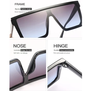 Sončna očala za ženske klasični črni Kvadrat prevelike očala žensk 2020 ženska trend rimless sončna očala oculos de sol