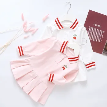 Dekleta Obleko 2021 Spomladi In Jeseni Otrok Dolgo Sleeved Princesa Obleko Sadje Vezenje Moda River Obleko 2-6 Let Otroci