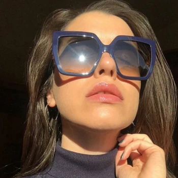 2021 Moda Prevelik Kvadratnih sončna Očala Ženske Moški Letnik Velik Okvir Kovinski Gradient Očala Odtenki UV400 sončna Očala