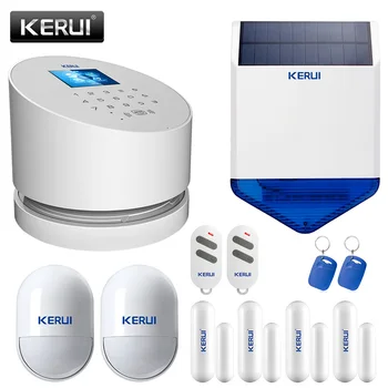 KERUI W2 WIFI GSM, PSTN Alarmni Sistem, rusko, špansko angleški Jezik Home Security Brezžični Alarmni Komplet Z na Prostem Sončne Sirene