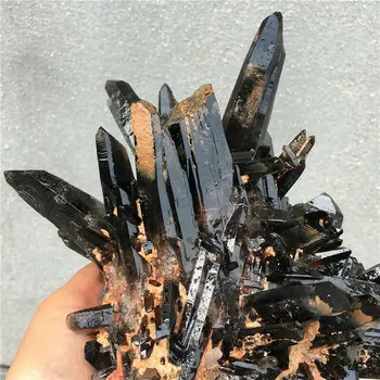 2 kg Redkih Naravnih Lepo Črno QUARTZ Crystal Grozdov Mineralnih Kristalov Tibera