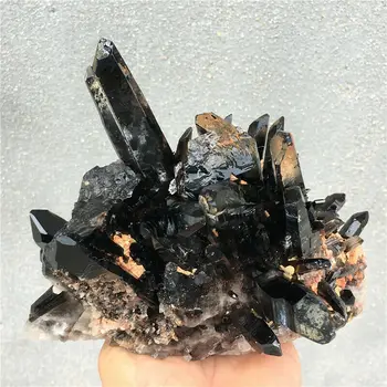 2 kg Redkih Naravnih Lepo Črno QUARTZ Crystal Grozdov Mineralnih Kristalov Tibera