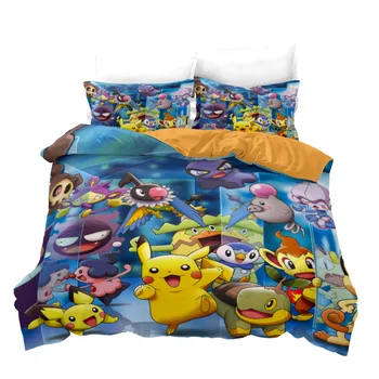 Pokemon Odeja Kritje Pikachu rjuhe kritje stanja 2/3 delni set Risanke 3D tiskanje otroške posteljnine komplet Otrok spalnica posteljni set