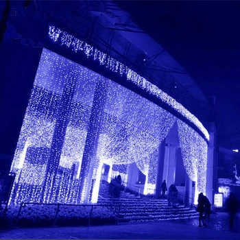 Božični Venci Niz LED Toplo Bela/RGB 300 LED 3M*3M LED Zavese Slap Xmas Party Božični Okraski, Praznik Luči
