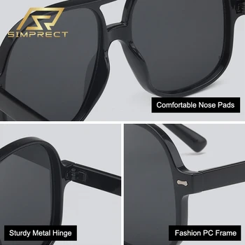 SIMPRECT Prevelik sončna Očala Ženske 2021 Modni Veliki Okvirjem Kvadratnih sončna Očala blagovne Znamke Oblikovalec Letnik Odtenkih Za Ženske Oculos