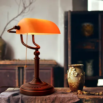 Retro vintage motnega, oranžna stekla odtenek decro tabela žarnice E27 EU NAS plug dnevna soba, spalnica postelji študija hetol sobna namizna svetilka