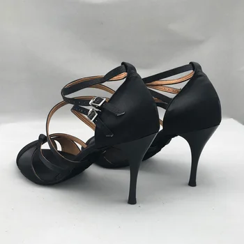9 cm Visoke Pete latinski Ples Čevlji Za ženske Salsa čevlji pratice čevlji udobni čevlji, MS6209BLKS nizke pete