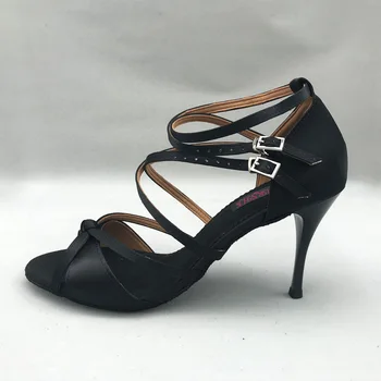 9 cm Visoke Pete latinski Ples Čevlji Za ženske Salsa čevlji pratice čevlji udobni čevlji, MS6209BLKS nizke pete