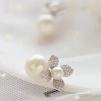 SINZRY trendy Kubičnih Cirkonij cvet stud Uhani elegantno korejski stilsko sweety sintetičnih biser uhani za ženske