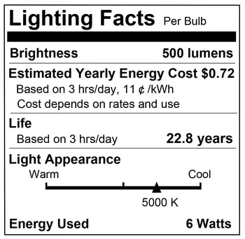 LED Žarnice Svetu G80 Nečimrnosti Lučka Lučka za Toplo Poletni Bela 5000K 45W Enakovredno 6W E26 Žarnica, Spalnica Umivalnici Ogledalo 6Pack