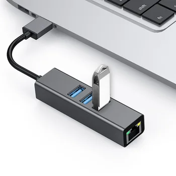 Tip-c 3.0 HUB + hub 3-port USB Gigabit pogon-prosta omrežna kartica usb3.0hub Ethernet LAN omrežno zvezdišče, da 1000mbps