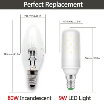 E14 LED Corn Žarnice Sveče Žarnice 200/240V 9W Toplo Hladno Bela 2700 Žarnice Enakovredno Edison Vijak 1000 Lumnov 3Pack