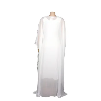 Afriške Sequined Bele Dolge Obleke, Ženske Prevelik Batwing Rokav Obleke Gospe Priložnostne Obleko Maxi Poroko Vestidos De Fiesta