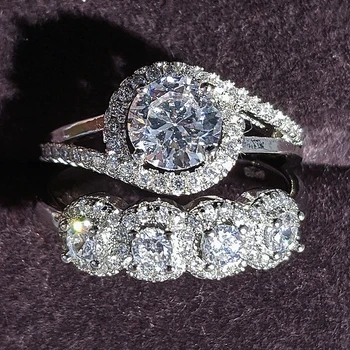 2019 nove luksuzne krog 925 sterling silver ring set za ženske lady obletnice, darila nakit trgovini moonso R5134