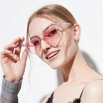 Srce Oblike, sončna Očala Ženske blagovne Znamke Oblikovalec Plastike Reflektivni sončna Očala UV400 Dekle sončna Očala Ženske Roza Prevelik sončna Očala