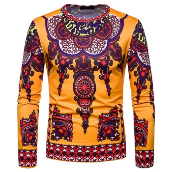 3D Tradicionalne Plemenske, Etnične Print Majica s kratkimi rokavi Moški 2020 povsem Novo Afriško Dashiki Tee Shirt Homme Slim Fit Dolg Rokav T-shirt Moški