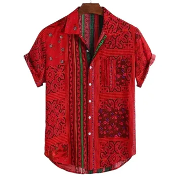Top Prodajne Proizvod V letu 2020 Poletje Novo Hawaiian Natisnjena Kratka sleeved Majica Retro Celebrity Stilu River Camisas Par Hombre