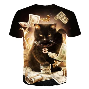 Srečen Mačka Moške Poletne T-Shirt 2019 Nove Priložnostne Kratek Rokav Moda Gibanja T-Shirt Srečen Mačka Vrhovi Moški Ženske Poletje Srečno Vrhovi