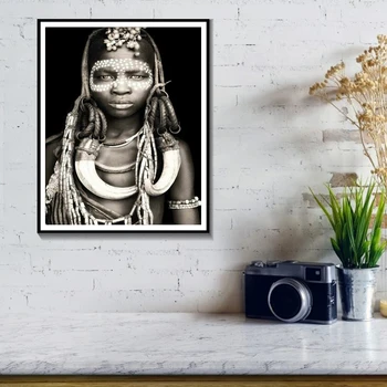 Afriške Ženske Steno Umetnost Portret Doma Dekoracijo Črno-Bele Plakate In Grafike Dnevna Soba Platno Slikarstvo Stenske Slike