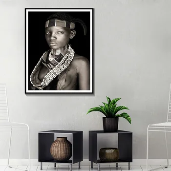 Afriške Ženske Steno Umetnost Portret Doma Dekoracijo Črno-Bele Plakate In Grafike Dnevna Soba Platno Slikarstvo Stenske Slike
