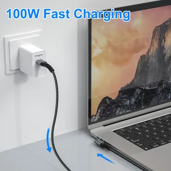 Fasgear 100W USB C do USB C Kabel 90Degree PD Hitro Polnjenje Kabel 480Mbps Podatkovni Kabel Za Xiaomi Samsung Huawei P30 P20 Macbook iPad