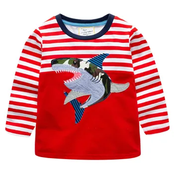 Fantje t srajce shark aplicirano majice za fantje jesen pomlad obrabe bombaž trak otroci oblačila 2020 t srajce otroci boy