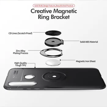 Za Huawei P Smart Plus 2019 Primeru Zajema Luksuzni Magnetni Obroč Imetnik Mehka Mat Silikonski Lupini Za Čast 10i 20i Nova 4 Lite Primeru