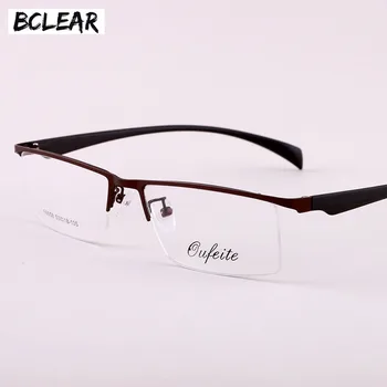 BCLEAR blagovno Znamko Design Titanove Zlitine Eyeglass Moški Kratkovidnost Očala, Okviri za očala 2018 Moški Modni Semi-rimless Velik Optični Okvir