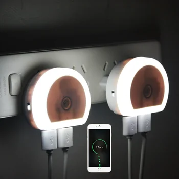 LED Nočna Lučka z Dvojno Vrata USB Luči Senzor za Nadzor Razsvetljave vtični Polnilnik Lučka ZDA/EU/UK Vtič v Vtičnico Lučka za Spalnico