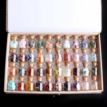 40Pcs Naravne Crystal, ki Želijo Steklenice Gemstone Naravni Kremen Čip Gramoz Reiki Healing Darilo za Rojstni dan S Polje