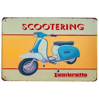 Vintage motorno kolo, Scooter Kovinski Tin Znaki Retro Stenski Dekor Za Pub Bar Cafe Garaža Železa Plošče Plakat Doma Dekor 20*30 cm