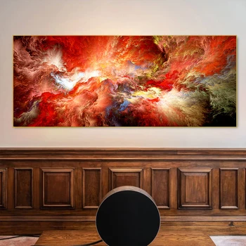 Sodobni Rdeče Umetniško Platno Oljna slika, Dnevna Soba Nordijska Povzetek Ogenj Oblak Neodvisni Stensko Slikarstvo Plakat HD Tiskanje