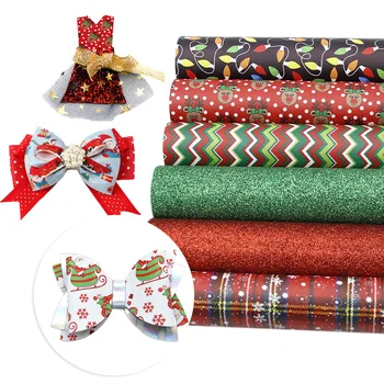 6 Delni Set Močen Bleščice Tkanine Božič Umetno Usnje Stanja DIY Lok Uhan Materialov Sintetičnega Usnja Obrti