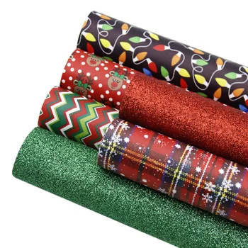 6 Delni Set Močen Bleščice Tkanine Božič Umetno Usnje Stanja DIY Lok Uhan Materialov Sintetičnega Usnja Obrti