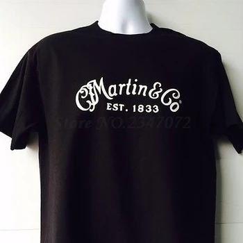 Martin & Company Kitara Logotip black kratek rokav T-Shirt shubuzhi blagovne znamke tshirt novo cotton tee-shirt