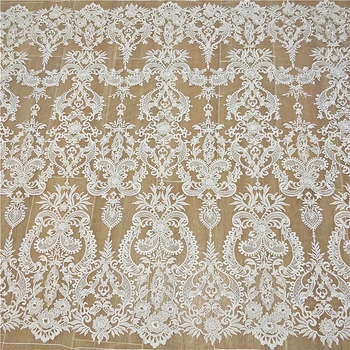 Slonokoščena 3D Beaded Sequins Poročno Obleko Tkanine, Čipke Poročne Poroko DIY Materiala RS2484