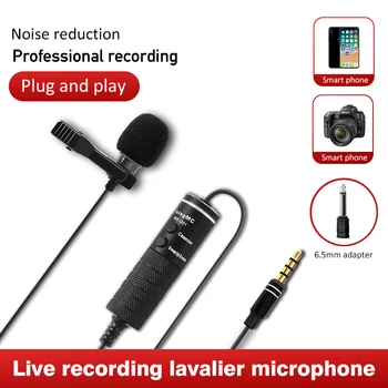 Mikrofon MB-Q01 6m Clip-on Lavalier Mini Micro Audio 3,5 mm Ovratnik Kondenzatorja River Mikrofon za snemanje Canon iPhone DSLR Fotoaparati