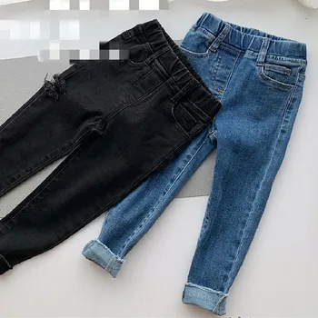 Dekliške hlače elastična vitek noge hlače jeans jeseni nov slog otrok obrabe