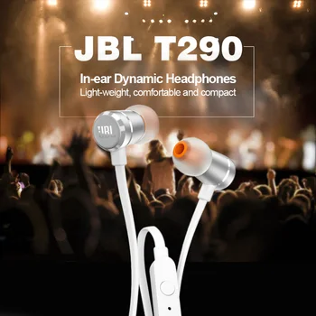 JBL T290 V Uho 3,5 mm Žično Aluminija Slušalke Stereo Slušalke Glasbo, Šport Čisti Bas Slušalke z Mikrofonom za iPhone Android