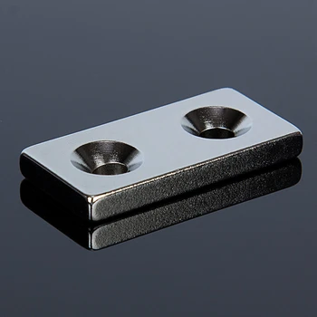 3pcs N52 Močan Magnet 40 x 20 x 5 mm Dvojna Luknja 5mm D Izvrtino Redke Zemlje Neodim Magneti, Trajni magnet