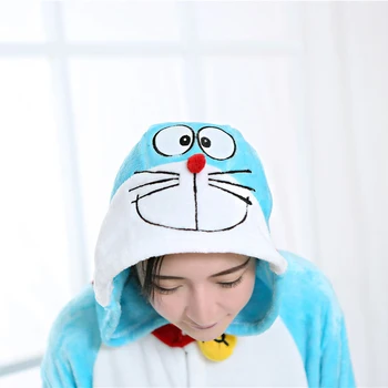 Doraemon Pajama Določa Spomladi in Jeseni Risanka Sleepwear Za Moške, Ženske Pajama Flanela Živali Doraemon Pajama Enem Kosu Sleepwear