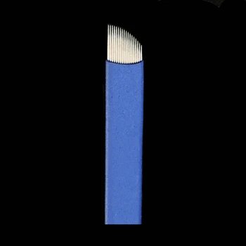 300PCS 0,20 mm Modra 18 Zatiči Trajno Ličenje Obrvi Tatoo Kpl. Rezilo Microblading Igle Za 3D Vezenje Priročnik Tattoo Pero