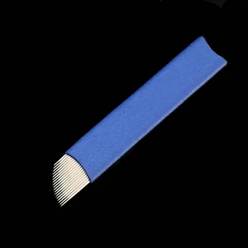 300PCS 0,20 mm Modra 18 Zatiči Trajno Ličenje Obrvi Tatoo Kpl. Rezilo Microblading Igle Za 3D Vezenje Priročnik Tattoo Pero