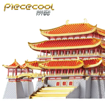 Piececool Tang Raj Model zgradbe 3D lasersko rezanje sestavljanke DIY Kovinski model Nano Puzzle Otroci Izobraževalne Uganke Igrače