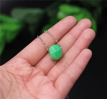 1Natural green jade 15 MM Srečne Kroglice Obesek Kitajski Ogrlica Nakit Modni Amulet Darila Moški Ženske Prost Vrv Nova