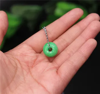 1Natural green jade 15 MM Srečne Kroglice Obesek Kitajski Ogrlica Nakit Modni Amulet Darila Moški Ženske Prost Vrv Nova