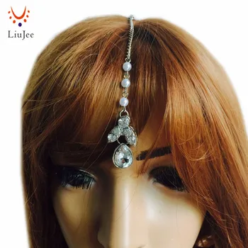 LiuJee KD138 Novo kristalno Jasno visijo čelo poročne pageant maturantski headpieces poroko solze lase, nakit, dodatki